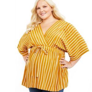 Motherhood Maternity Mustard and White Stripe Top